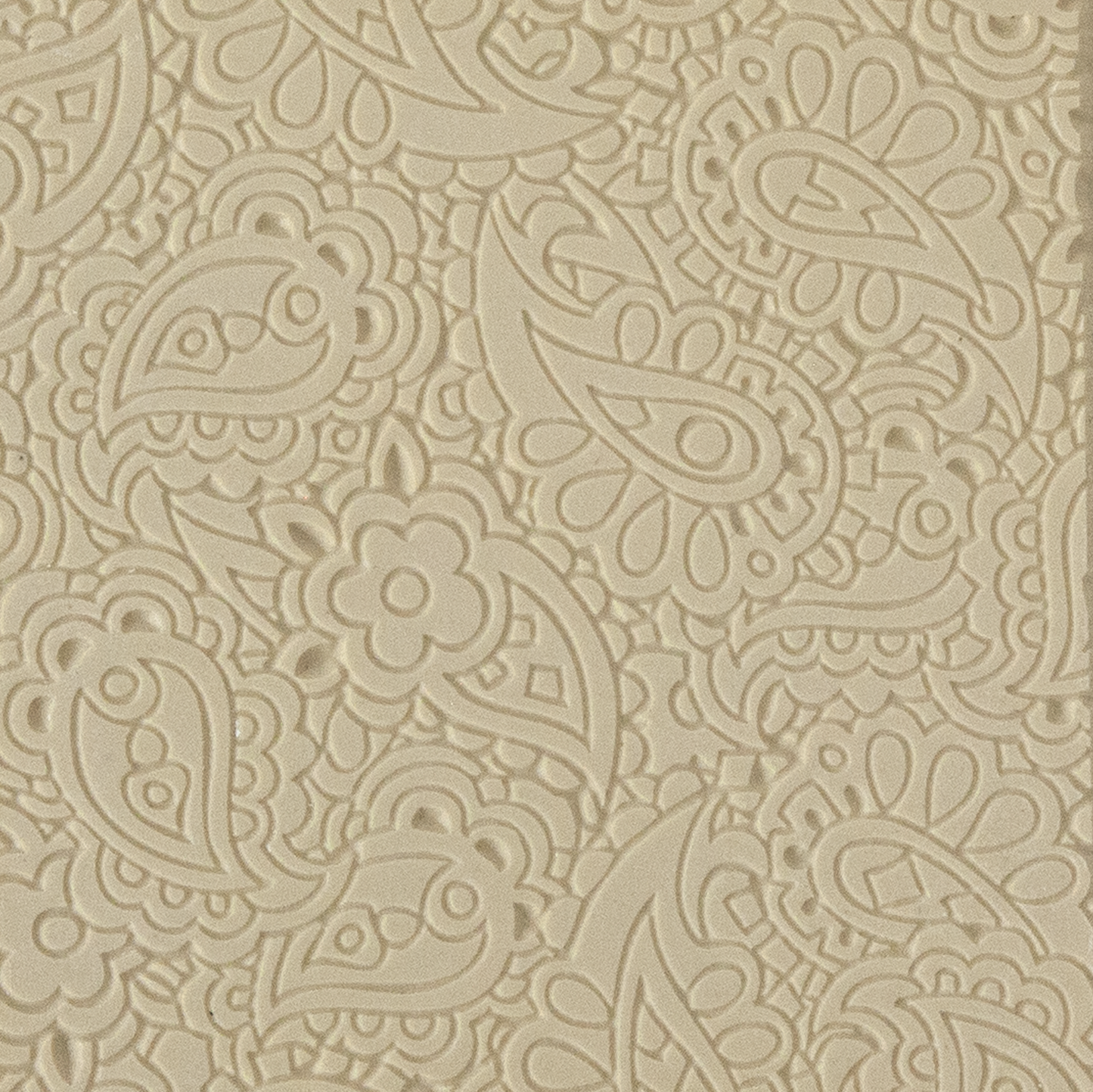 Texture Tile - Paisley Fineline. Beige Texture Tiles are flexible, washable and can be used with any soft clay. Spritz with CoolSlip or dust on Dry Powder Release for stick-free impressions when using metal clay and polymer clay.