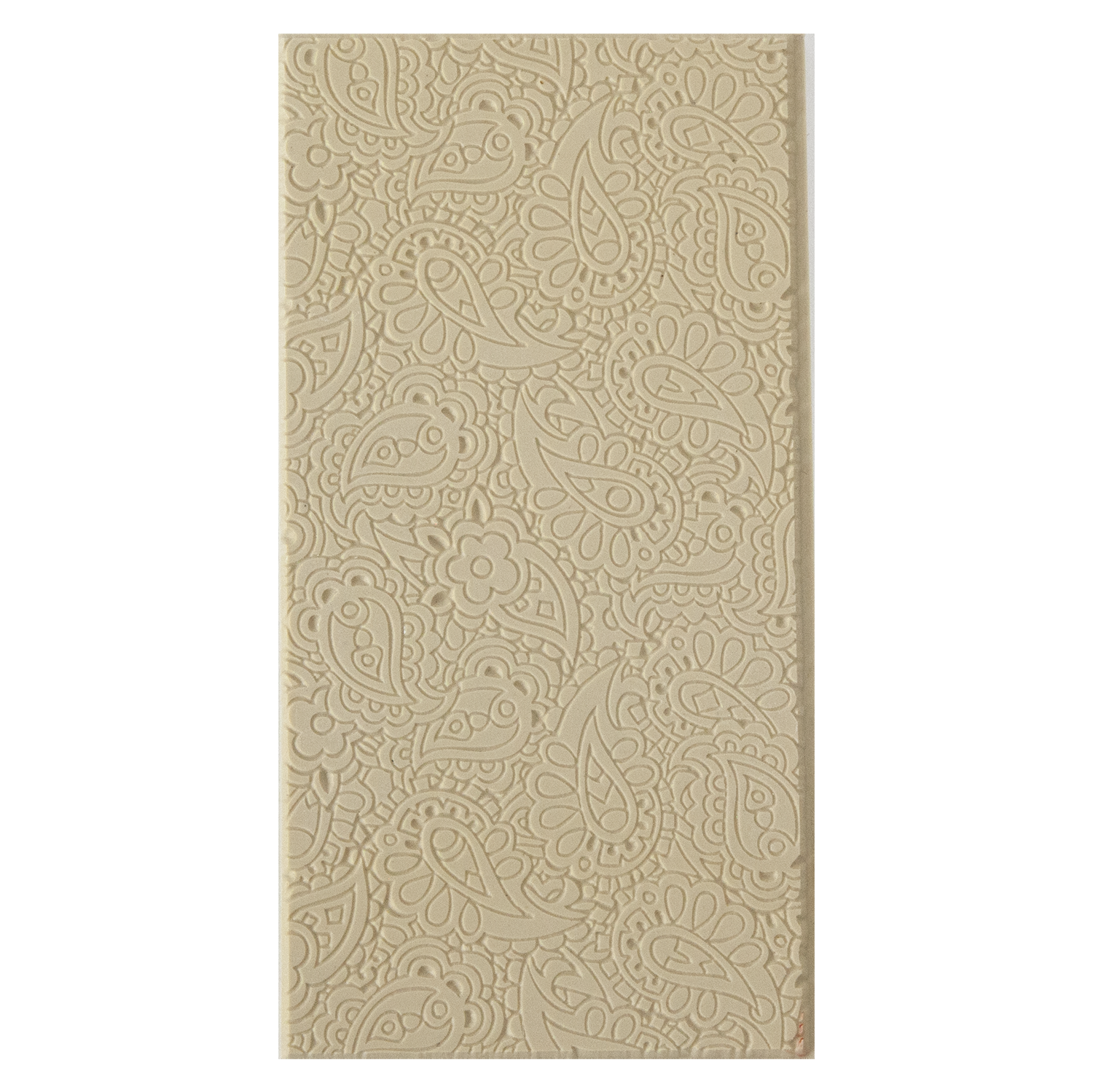Texture Tile - Paisley Fineline. Beige Texture Tiles are flexible, washable and can be used with any soft clay. Spritz with CoolSlip or dust on Dry Powder Release for stick-free impressions when using metal clay and polymer clay.