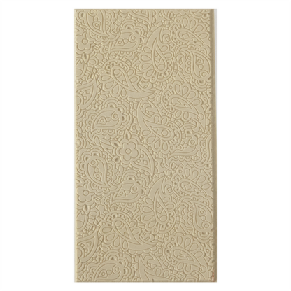 Texture Tile - Paisley Fineline. Beige Texture Tiles are flexible, washable and can be used with any soft clay. Spritz with CoolSlip or dust on Dry Powder Release for stick-free impressions when using metal clay and polymer clay.