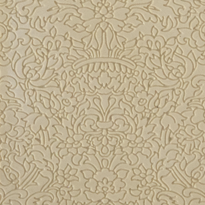 Texture Tile - Formal Rose Fineline. Beige Texture Tiles are flexible, washable and can be used with any soft clay. Spritz with CoolSlip or dust on Dry Powder Release for stick-free impressions when using metal clay and polymer clay.