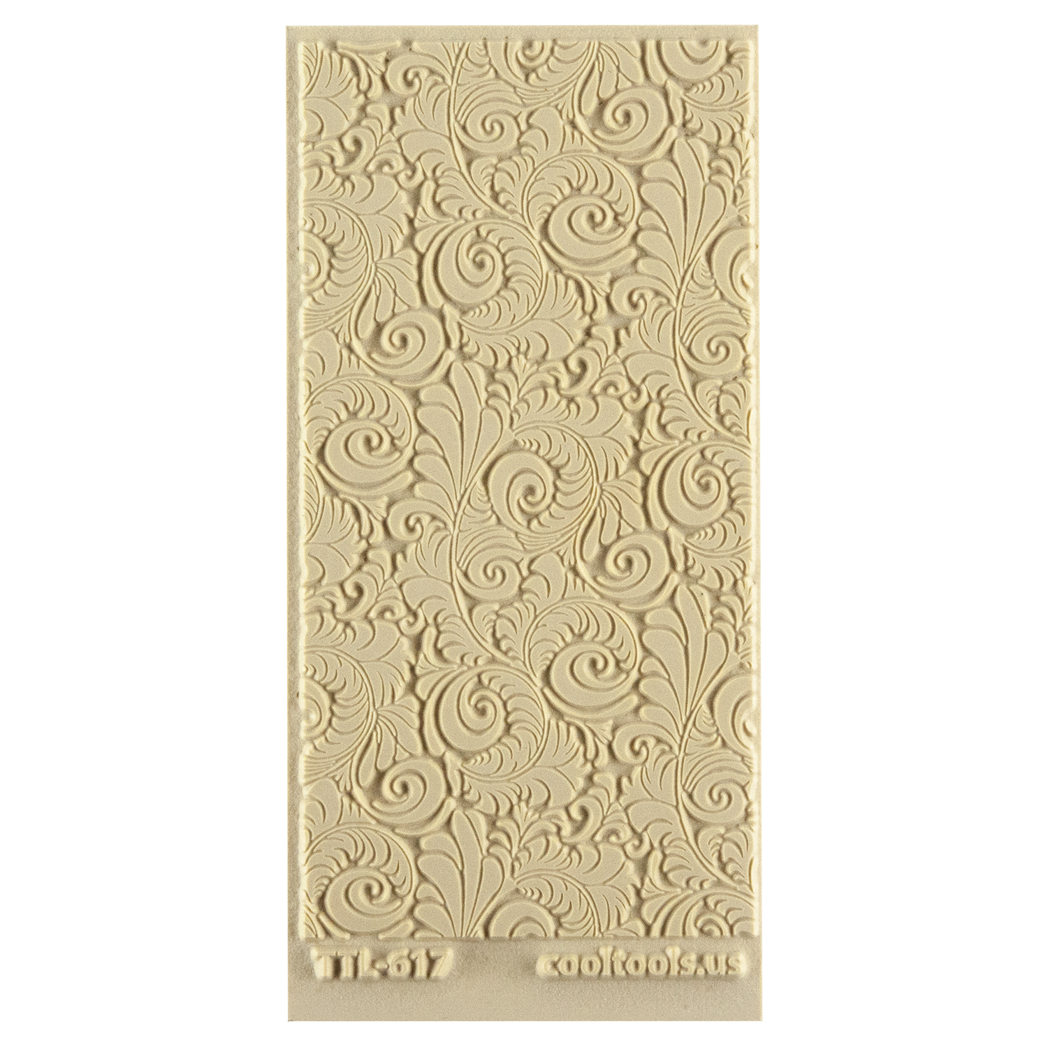 Texture Tile - Plume. Beige Texture Tiles are flexible, washable and can be used with any soft clay. Spritz with CoolSlip or dust on Dry Powder Release for stick-free impressions when using metal clay and polymer clay.