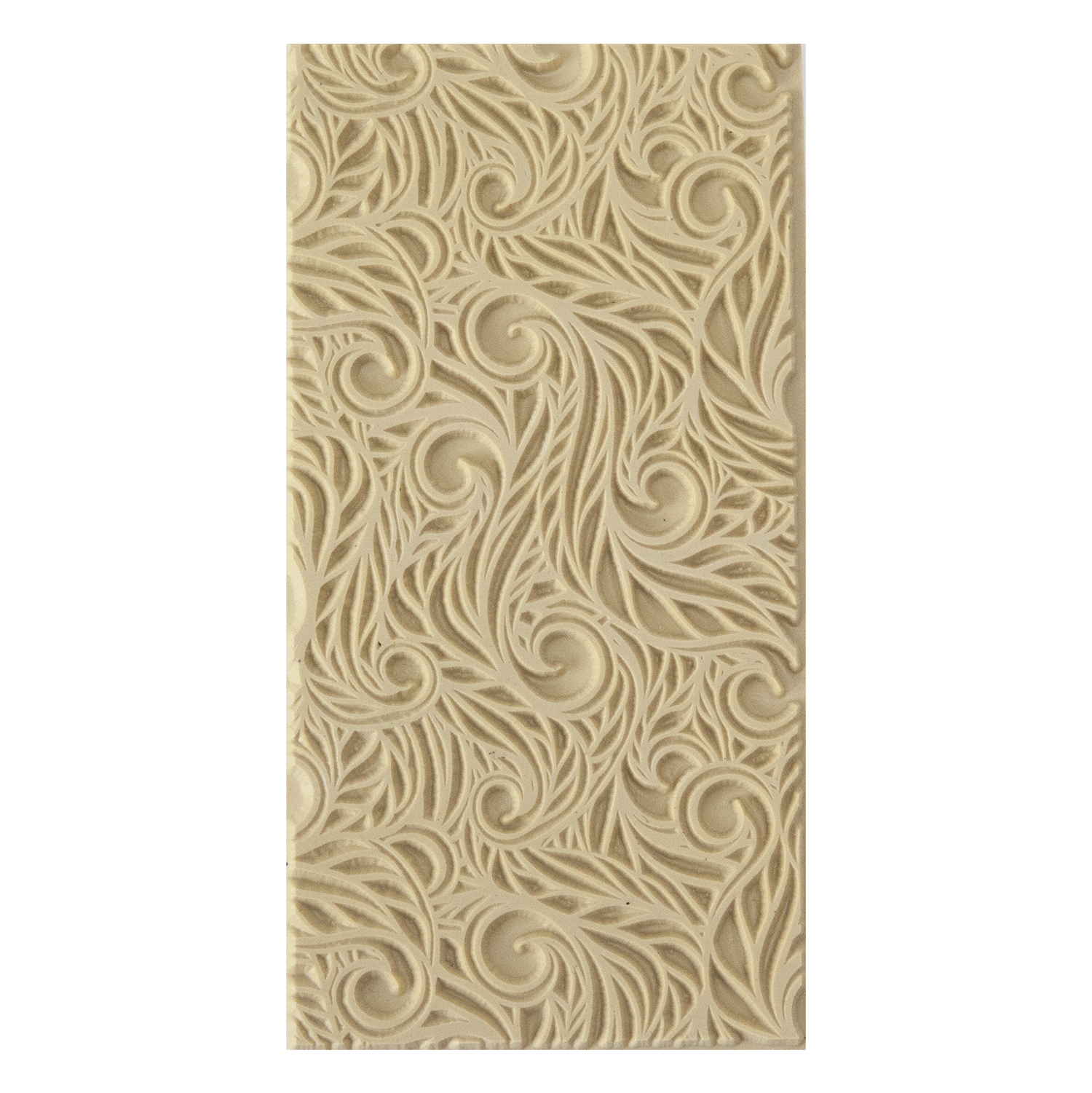 Texture Tile - Feather Flurry. Beige Texture Tiles are flexible, washable and can be used with any soft clay. Spritz with CoolSlip or dust on Dry Powder Release for stick-free impressions when using metal clay and polymer clay.