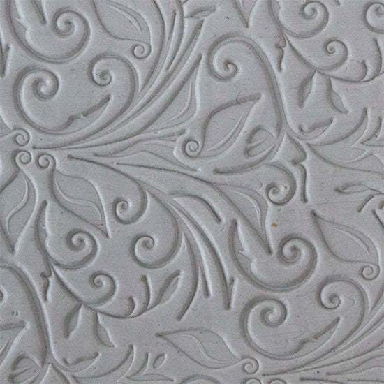 Texture Tile - Leaves & Tendrils sample rolled into clay