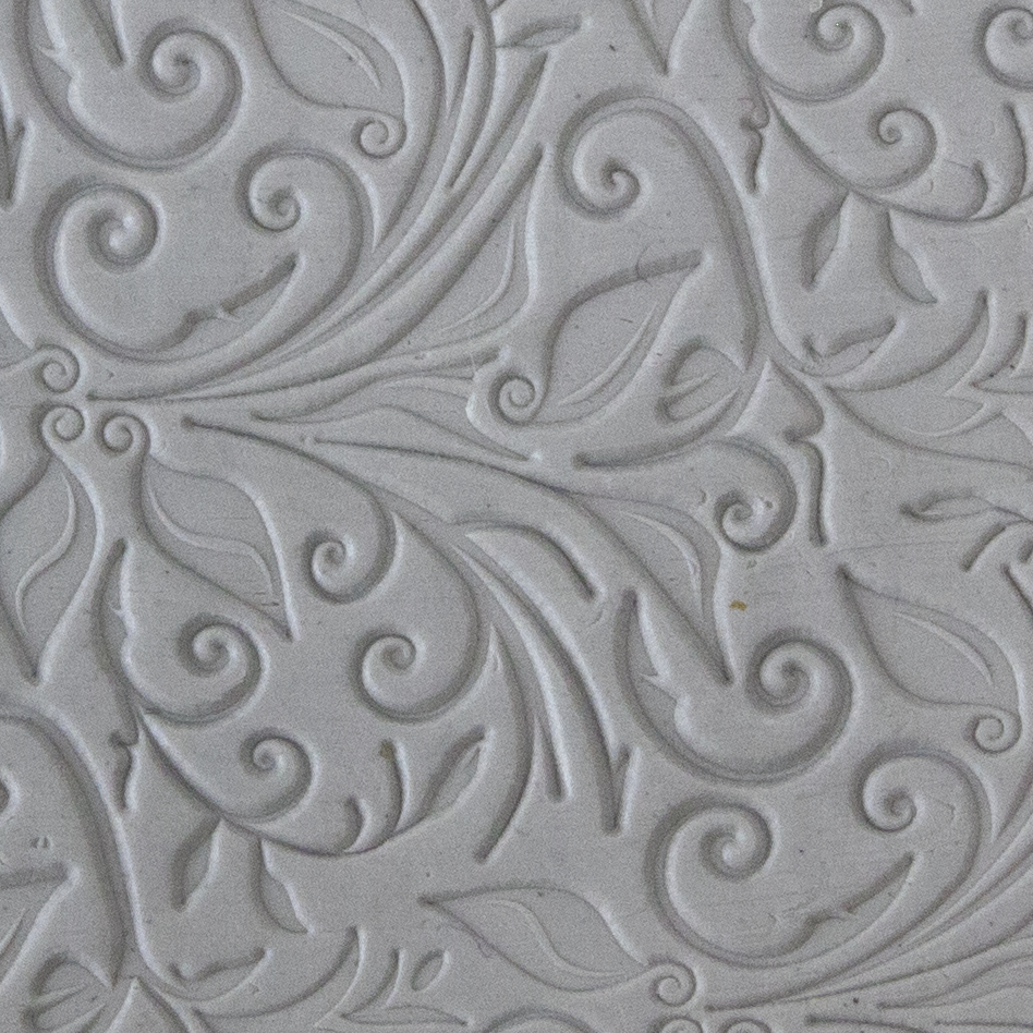 Texture Tile - Leaves & Tendrils sample rolled into clay