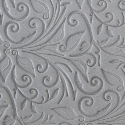 Texture Tile - Leaves & Tendrils sample rolled into clay