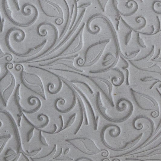Texture Tile - Leaves & Tendrils sample rolled into clay