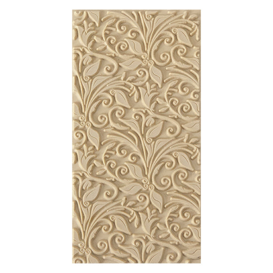 Texture Tile - Leaves & Tendrils. Beige Texture Tiles are flexible, washable and can be used with any soft clay. Spritz with CoolSlip or dust on Dry Powder Release for stick-free impressions when using metal clay and polymer clay.