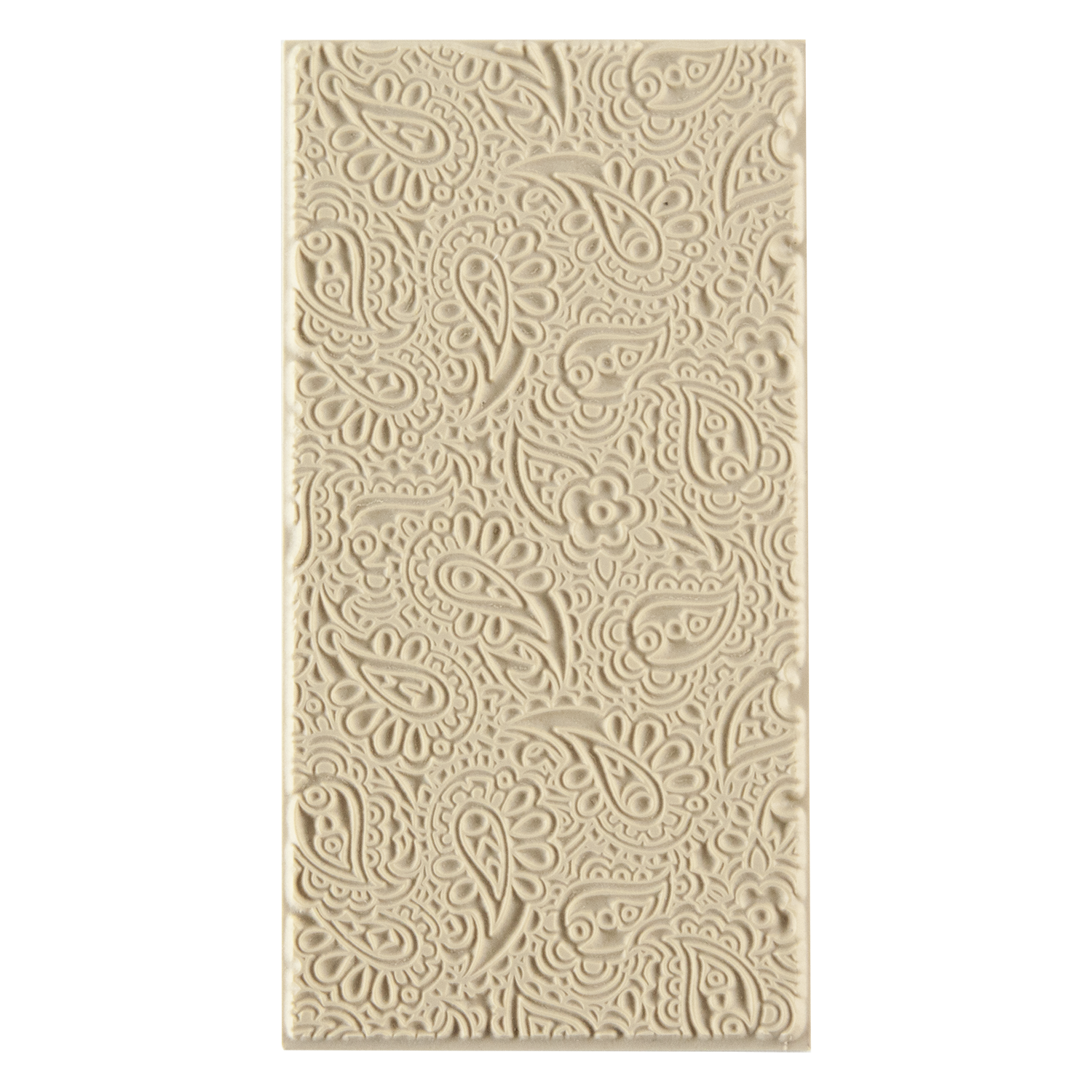 Texture Tile - Paisley. Beige Texture Tiles are flexible, washable and can be used with any soft clay. Spritz with CoolSlip or dust on Dry Powder Release for stick-free impressions when using metal clay and polymer clay.