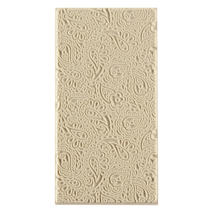 Texture Tile - Paisley. Beige Texture Tiles are flexible, washable and can be used with any soft clay. Spritz with CoolSlip or dust on Dry Powder Release for stick-free impressions when using metal clay and polymer clay.