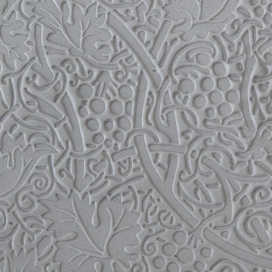 Texture Tile - Grapevines sample rolled into clay