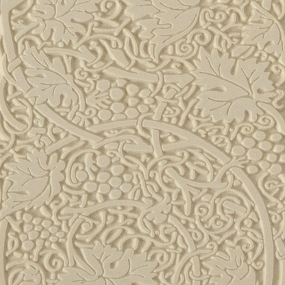Texture Tile - Grapevines. Beige Texture Tiles are flexible, washable and can be used with any soft clay. Spritz with CoolSlip or dust on Dry Powder Release for stick-free impressions when using metal clay and polymer clay.