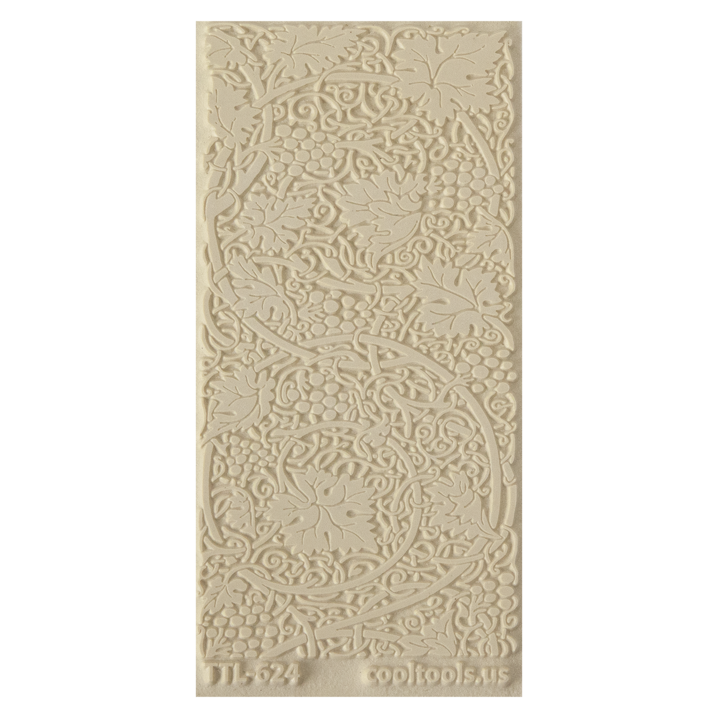 Texture Tile - Grapevines. Beige Texture Tiles are flexible, washable and can be used with any soft clay. Spritz with CoolSlip or dust on Dry Powder Release for stick-free impressions when using metal clay and polymer clay.