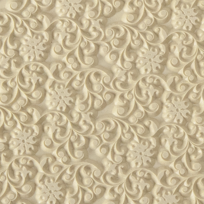 Texture Tile - Floral Curls. Beige Texture Tiles are flexible, washable and can be used with any soft clay. Spritz with CoolSlip or dust on Dry Powder Release for stick-free impressions when using metal clay and polymer clay.