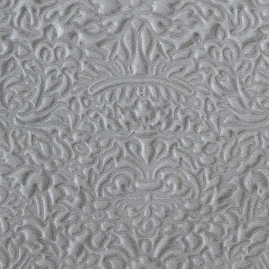 Texture Tile - Formal Rose sample rolled into clay