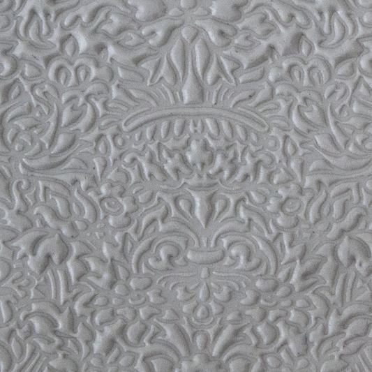 Texture Tile - Formal Rose sample rolled into clay