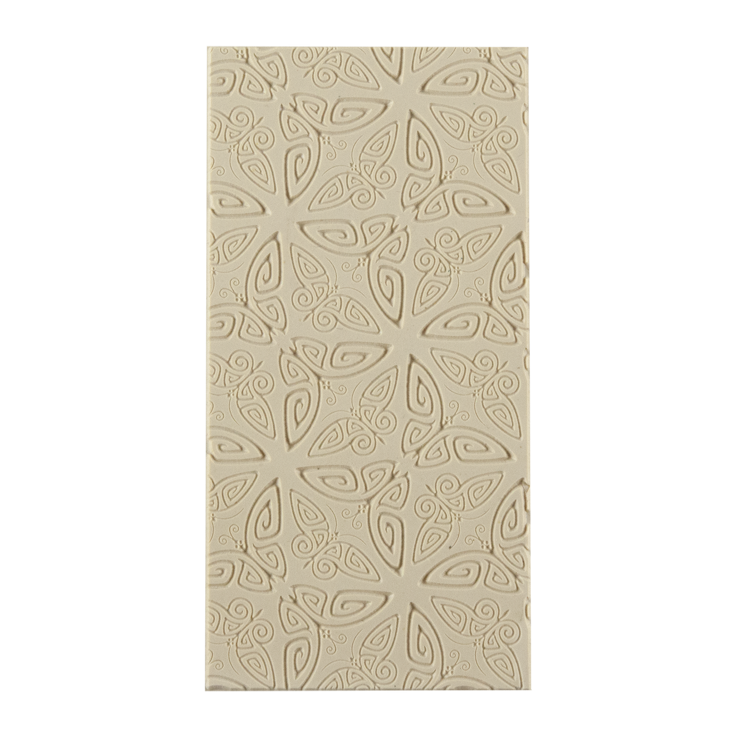 Texture Tile - Butterfly Bash Embossed. Beige Texture Tiles are flexible, washable and can be used with any soft clay. Spritz with CoolSlip or dust on Dry Powder Release for stick-free impressions when using metal clay and polymer clay.