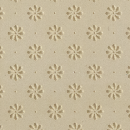 Texture Tile - Field of Daisies Embossed. Beige Texture Tiles are flexible, washable and can be used with any soft clay. Spritz with CoolSlip or dust on Dry Powder Release for stick-free impressions when using metal clay and polymer clay.