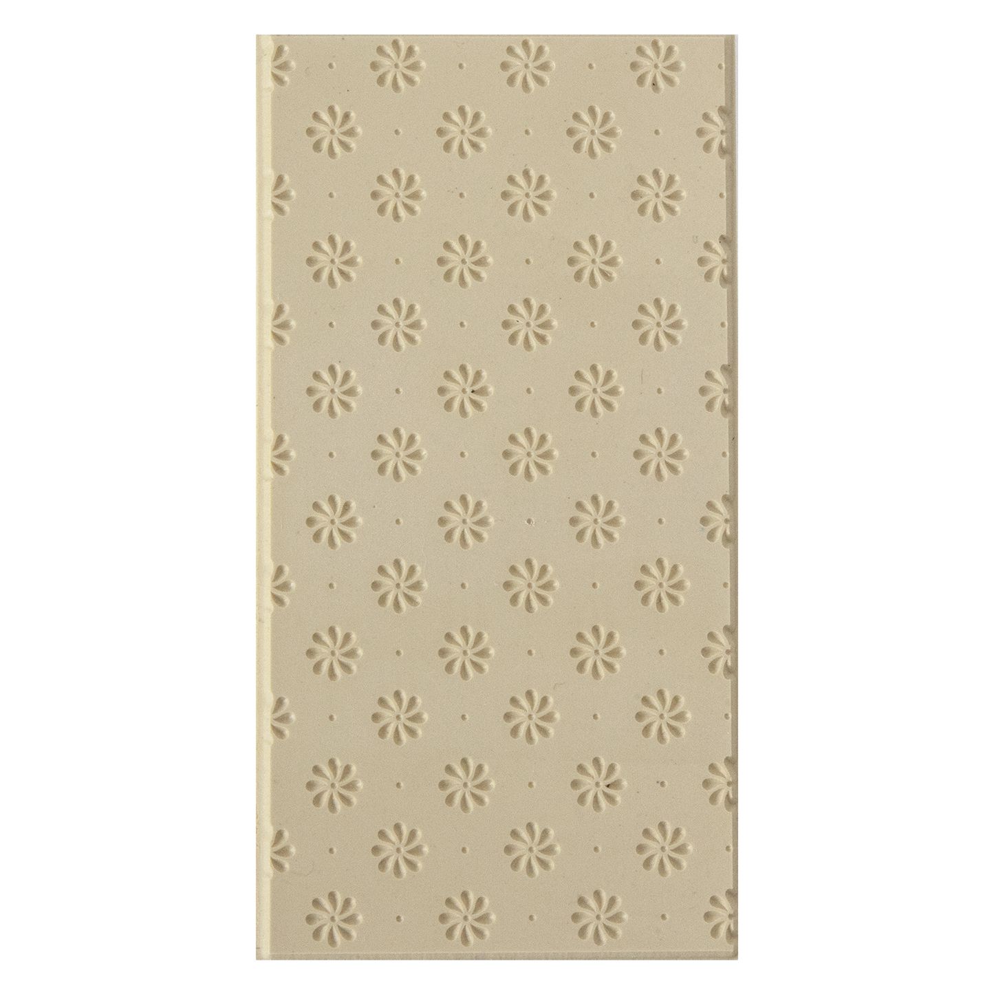 Texture Tile - Field of Daisies Embossed. Beige Texture Tiles are flexible, washable and can be used with any soft clay. Spritz with CoolSlip or dust on Dry Powder Release for stick-free impressions when using metal clay and polymer clay.