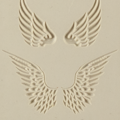 Texture Tile - Angel Wings Embossed. Beige Texture Tiles are flexible, washable and can be used with any soft clay. Spritz with CoolSlip or dust on Dry Powder Release for stick-free impressions when using metal clay and polymer clay.