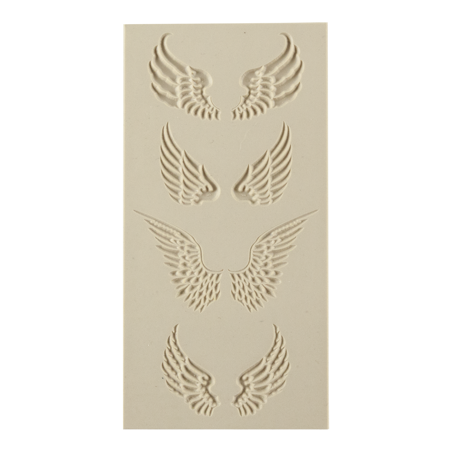 Texture Tile - Angel Wings Embossed. Beige Texture Tiles are flexible, washable and can be used with any soft clay. Spritz with CoolSlip or dust on Dry Powder Release for stick-free impressions when using metal clay and polymer clay.