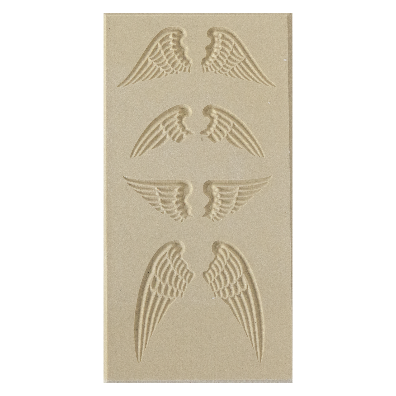 Texture Tile - Natural Wings Embossed. Beige Texture Tiles are flexible, washable and can be used with any soft clay. Spritz with CoolSlip or dust on Dry Powder Release for stick-free impressions when using metal clay and polymer clay.