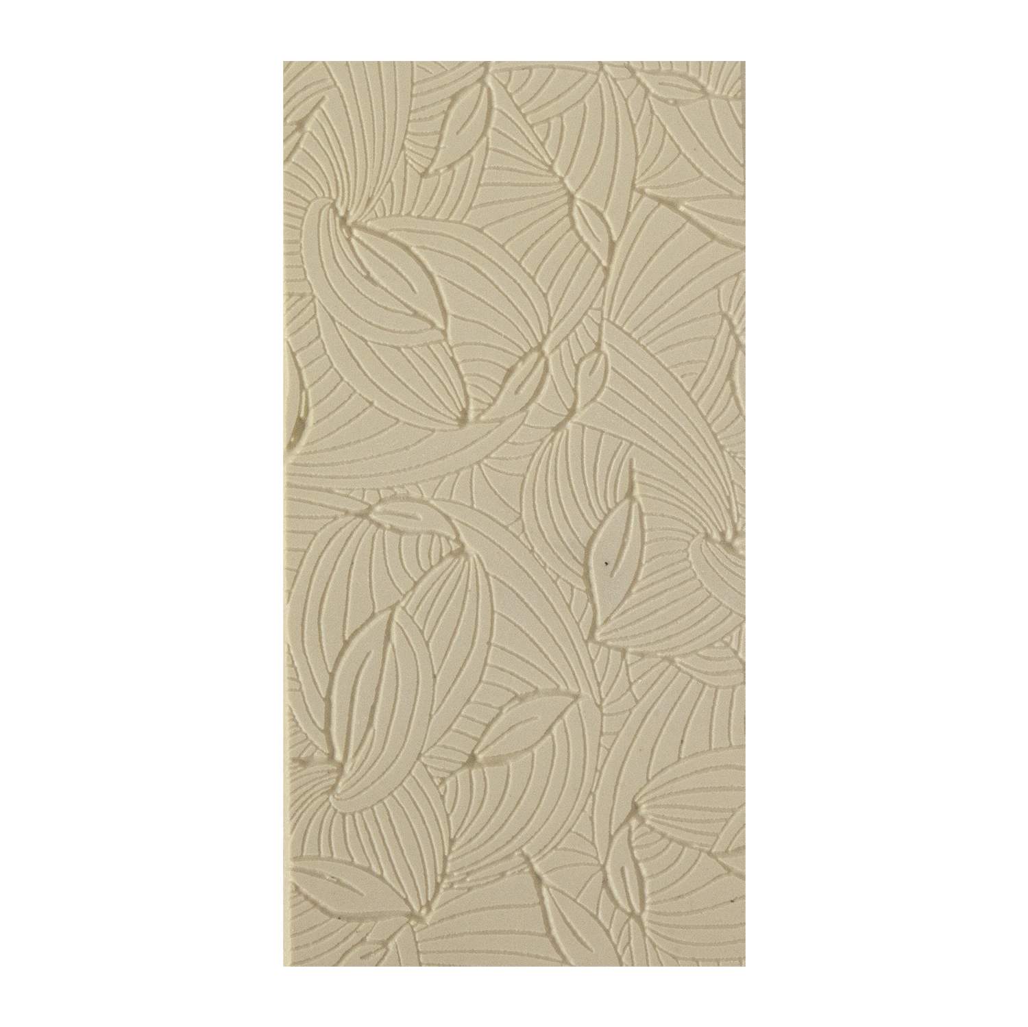 Texture Tile - Dancing Hosta Embossed. Beige Texture Tiles are flexible, washable and can be used with any soft clay. Spritz with CoolSlip or dust on Dry Powder Release for stick-free impressions when using metal clay and polymer clay.