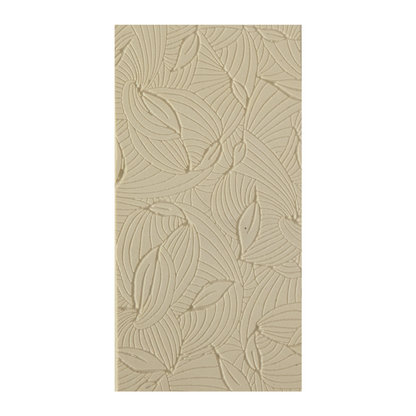 Texture Tile - Dancing Hosta Embossed. Beige Texture Tiles are flexible, washable and can be used with any soft clay. Spritz with CoolSlip or dust on Dry Powder Release for stick-free impressions when using metal clay and polymer clay.