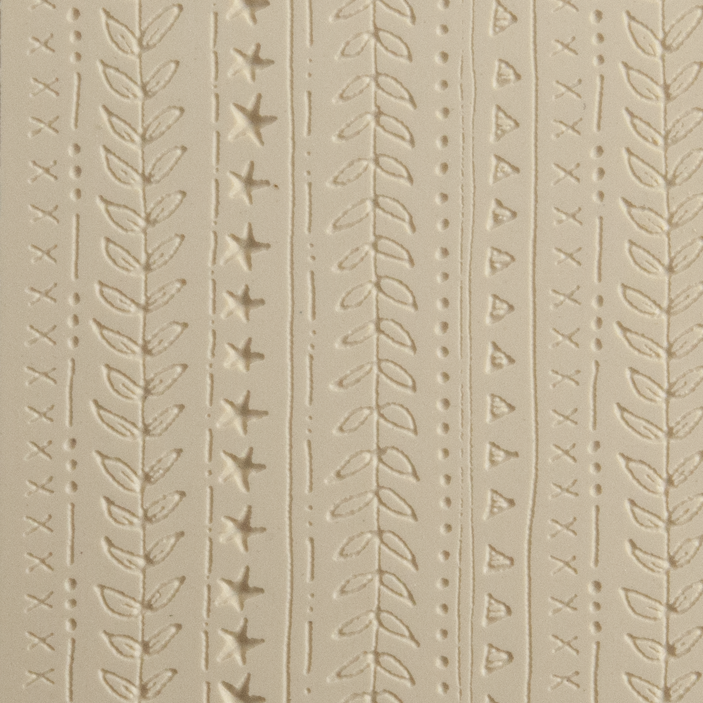 Texture Tile - Vines & Lines Fineline. Beige Texture Tiles are flexible, washable and can be used with any soft clay. Spritz with CoolSlip or dust on Dry Powder Release for stick-free impressions when using metal clay and polymer clay.
