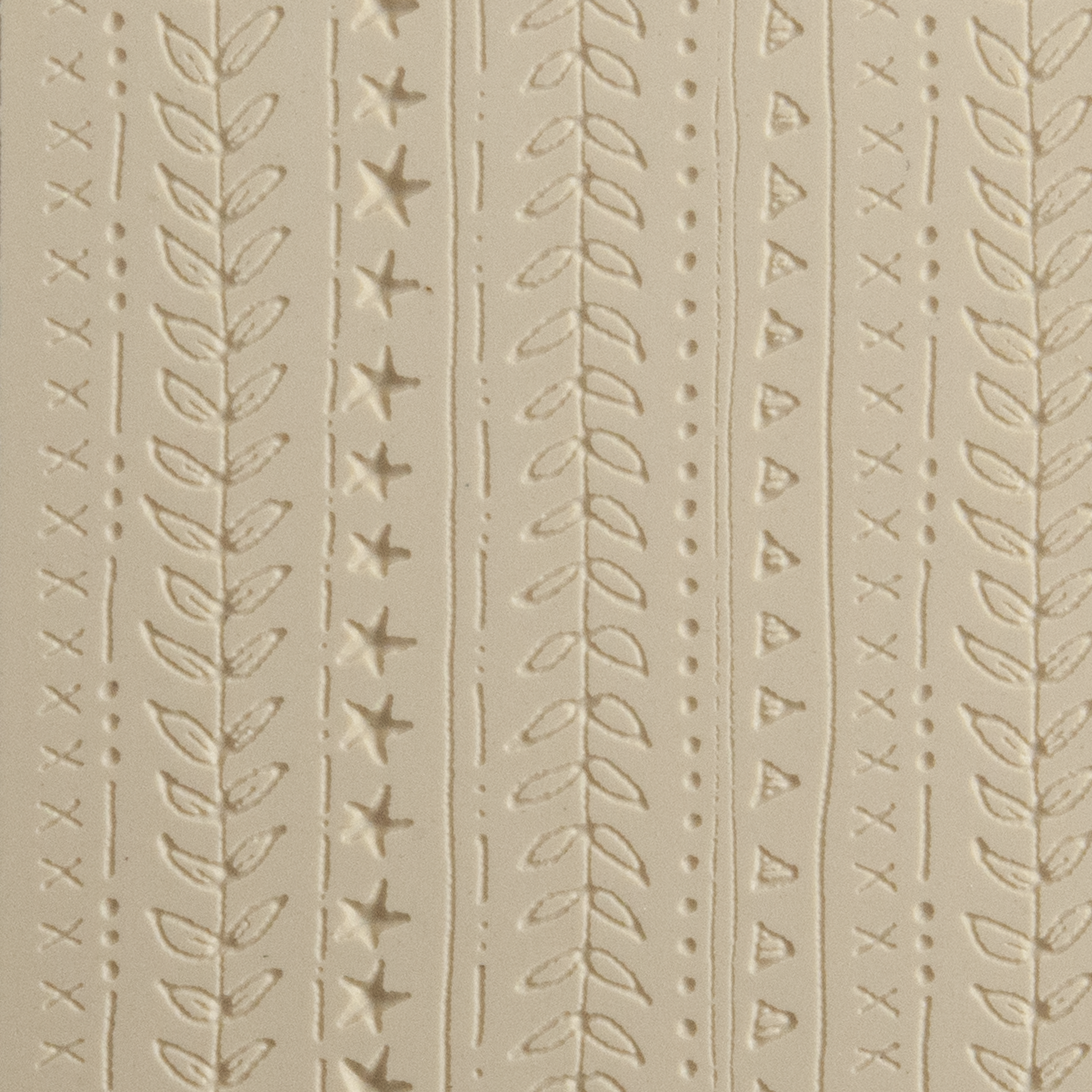 Texture Tile - Vines & Lines Fineline. Beige Texture Tiles are flexible, washable and can be used with any soft clay. Spritz with CoolSlip or dust on Dry Powder Release for stick-free impressions when using metal clay and polymer clay.