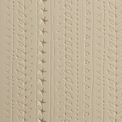 Texture Tile - Vines & Lines Fineline. Beige Texture Tiles are flexible, washable and can be used with any soft clay. Spritz with CoolSlip or dust on Dry Powder Release for stick-free impressions when using metal clay and polymer clay.