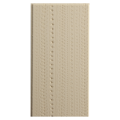 Texture Tile - Vines & Lines Fineline. Beige Texture Tiles are flexible, washable and can be used with any soft clay. Spritz with CoolSlip or dust on Dry Powder Release for stick-free impressions when using metal clay and polymer clay.