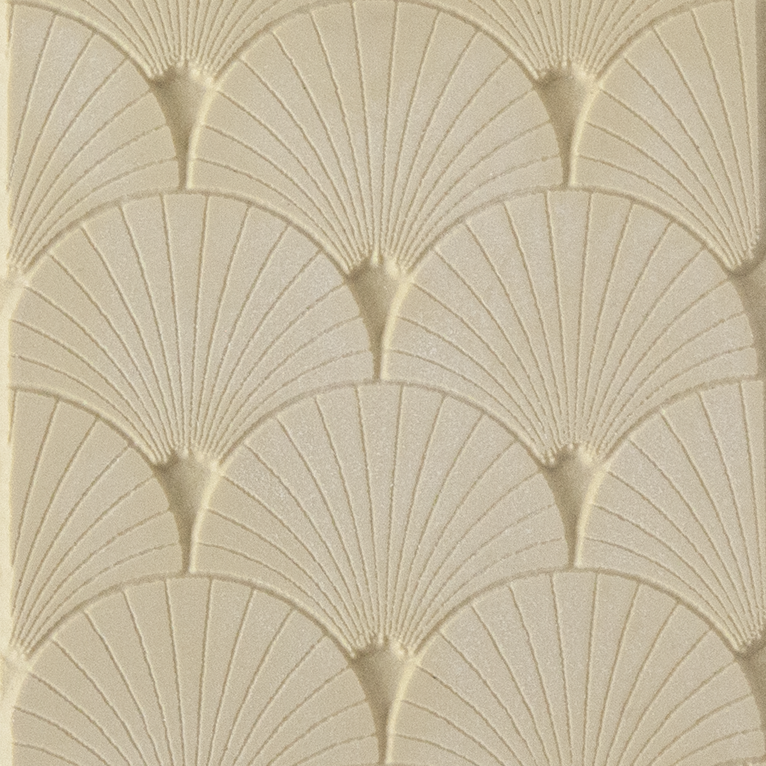 Texture Tile - Fan-tastic Embossed. Beige Texture Tiles are flexible, washable and can be used with any soft clay. Spritz with CoolSlip or dust on Dry Powder Release for stick-free impressions when using metal clay and polymer clay.