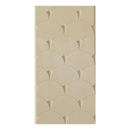 Texture Tile - Fan-tastic Embossed. Beige Texture Tiles are flexible, washable and can be used with any soft clay. Spritz with CoolSlip or dust on Dry Powder Release for stick-free impressions when using metal clay and polymer clay.