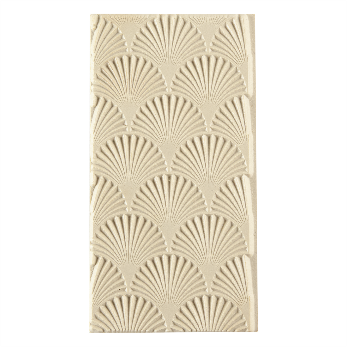 Texture Tile - Fan-tastic. Beige Texture Tiles are flexible, washable and can be used with any soft clay. Spritz with CoolSlip or dust on Dry Powder Release for stick-free impressions when using metal clay and polymer clay.