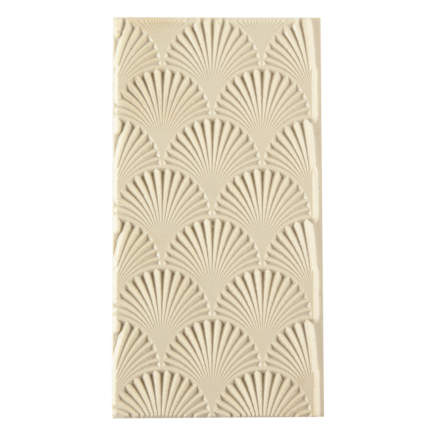 Texture Tile - Fan-tastic. Beige Texture Tiles are flexible, washable and can be used with any soft clay. Spritz with CoolSlip or dust on Dry Powder Release for stick-free impressions when using metal clay and polymer clay.