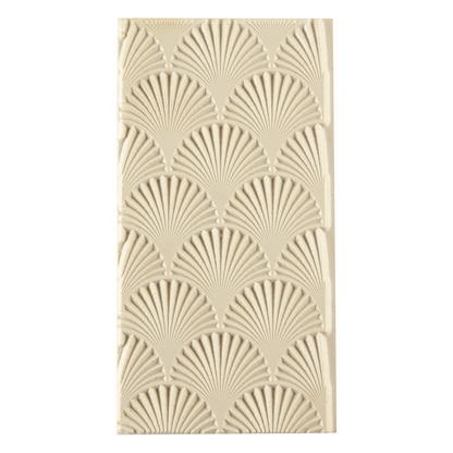 Texture Tile - Fan-tastic. Beige Texture Tiles are flexible, washable and can be used with any soft clay. Spritz with CoolSlip or dust on Dry Powder Release for stick-free impressions when using metal clay and polymer clay.