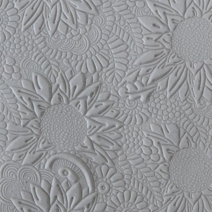Texture Tile - Brilliant Blooms sample rolled into clay