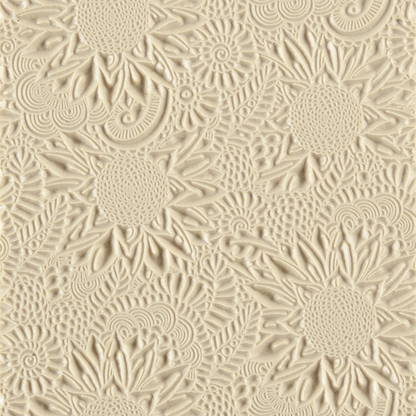 Texture Tile - Brilliant Blooms. Beige Texture Tiles are flexible, washable and can be used with any soft clay. Spritz with CoolSlip or dust on Dry Powder Release for stick-free impressions when using metal clay and polymer clay.