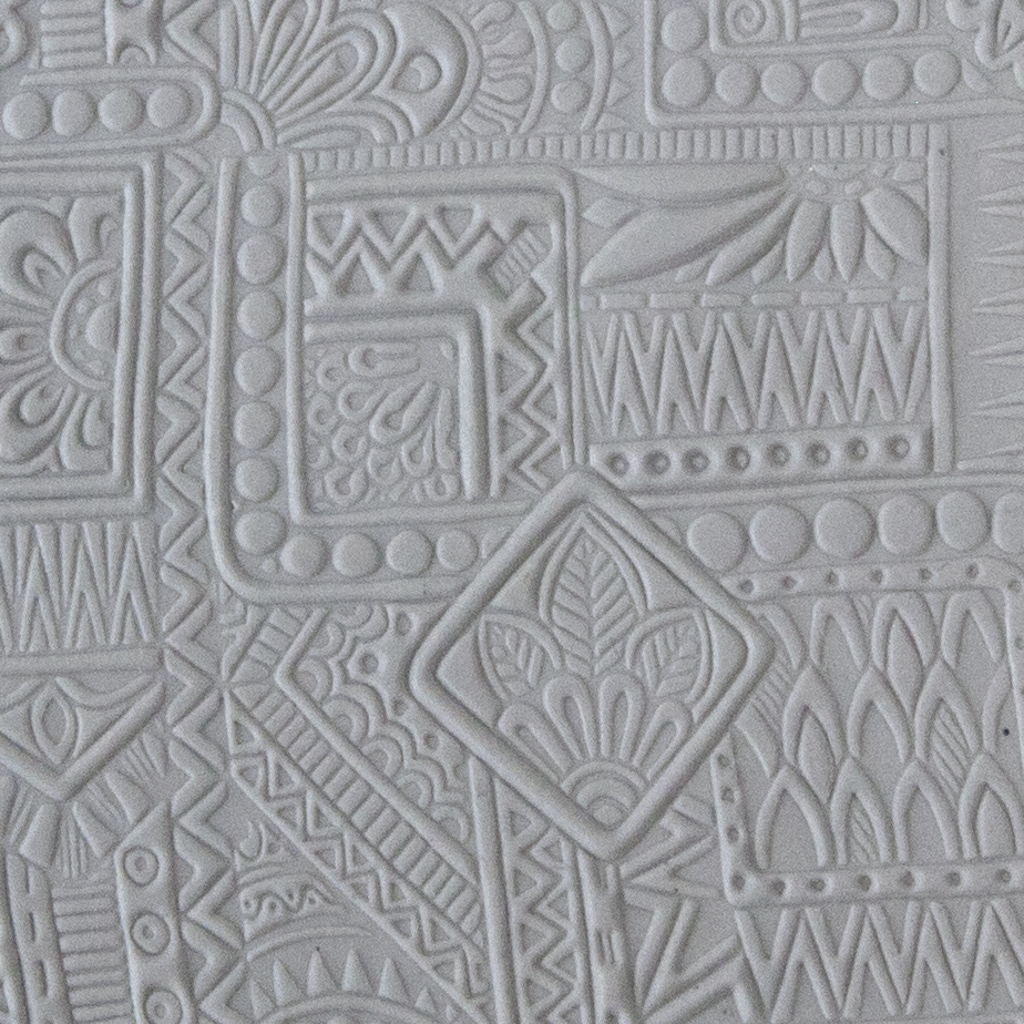 Texture Tile - Botany Borders sample rolled into clay