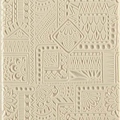 Texture Tile - Botany Borders. Beige Texture Tiles are flexible, washable and can be used with any soft clay. Spritz with CoolSlip or dust on Dry Powder Release for stick-free impressions when using metal clay and polymer clay.