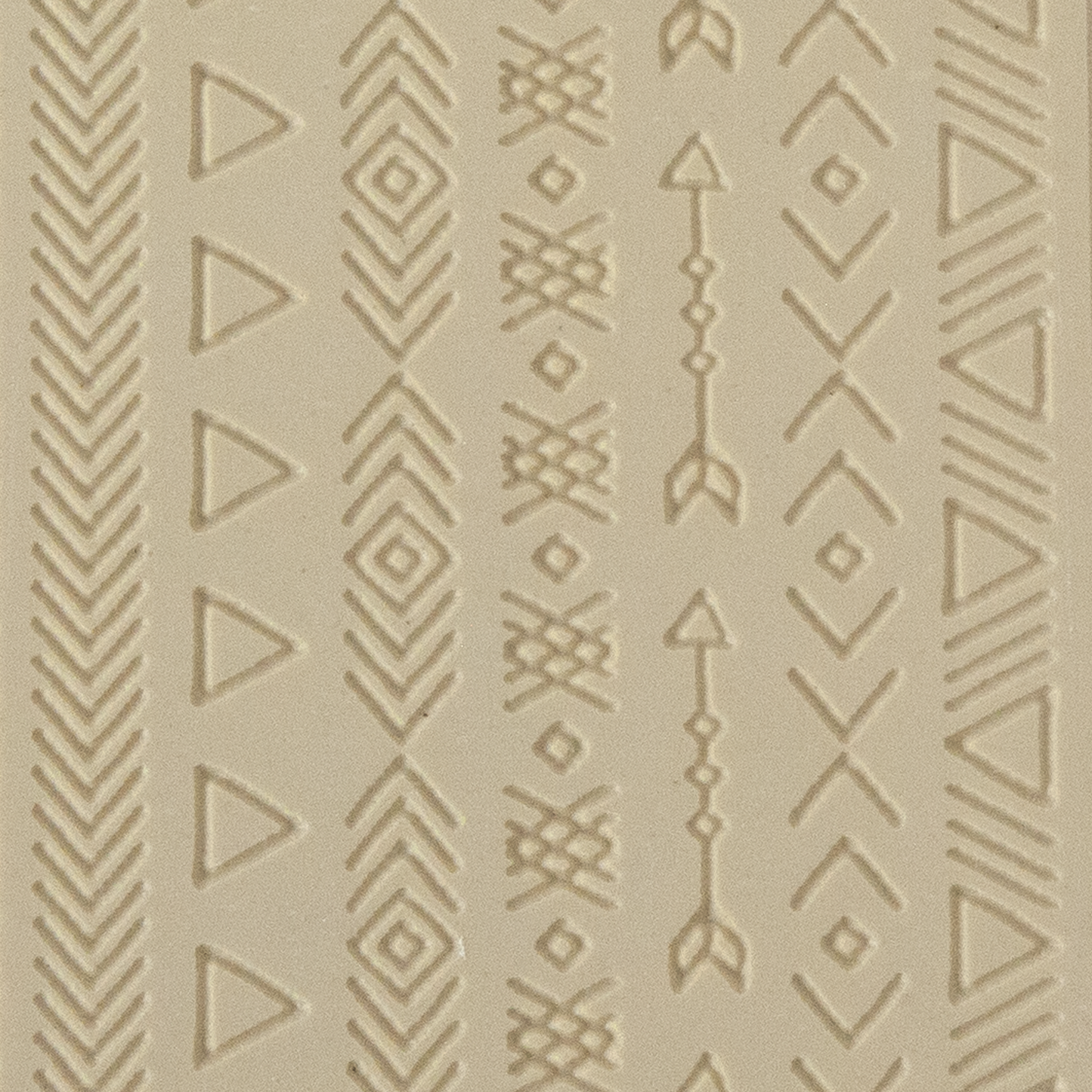 Texture Tile - Tribal Borders Fineline. Beige Texture Tiles are flexible, washable and can be used with any soft clay. Spritz with CoolSlip or dust on Dry Powder Release for stick-free impressions when using metal clay and polymer clay.