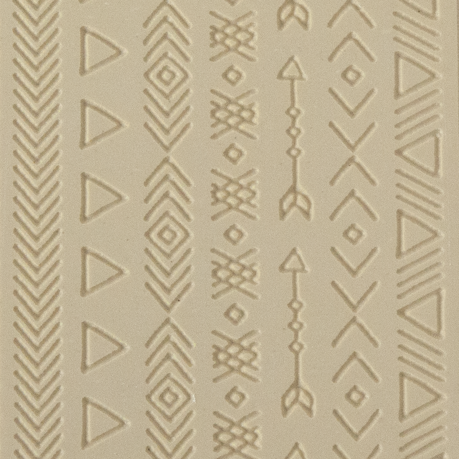 Texture Tile - Tribal Borders Fineline. Beige Texture Tiles are flexible, washable and can be used with any soft clay. Spritz with CoolSlip or dust on Dry Powder Release for stick-free impressions when using metal clay and polymer clay.