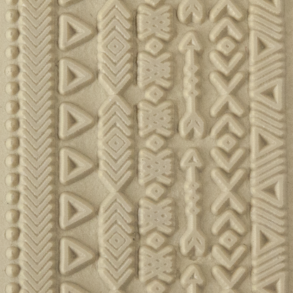 Texture Tile - Tribal Borders. Beige Texture Tiles are flexible, washable and can be used with any soft clay. Spritz with CoolSlip or dust on Dry Powder Release for stick-free impressions when using metal clay and polymer clay.