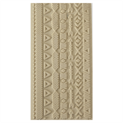 Texture Tile - Tribal Borders. Beige Texture Tiles are flexible, washable and can be used with any soft clay. Spritz with CoolSlip or dust on Dry Powder Release for stick-free impressions when using metal clay and polymer clay.
