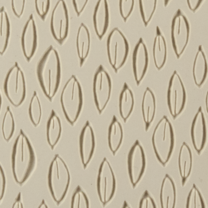 Texture Tile - Leaf Animation Embossed. Beige Texture Tiles are flexible, washable and can be used with any soft clay. Spritz with CoolSlip or dust on Dry Powder Release for stick-free impressions when using metal clay and polymer clay.