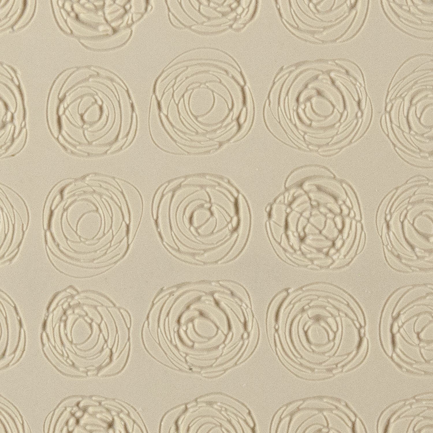 Texture Tile - Tissue Flowers Fineline. Beige Texture Tiles are flexible, washable and can be used with any soft clay. Spritz with CoolSlip or dust on Dry Powder Release for stick-free impressions when using metal clay and polymer clay.