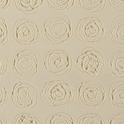 Texture Tile - Tissue Flowers Fineline. Beige Texture Tiles are flexible, washable and can be used with any soft clay. Spritz with CoolSlip or dust on Dry Powder Release for stick-free impressions when using metal clay and polymer clay.
