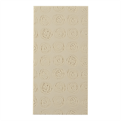 Texture Tile - Tissue Flowers Fineline. Beige Texture Tiles are flexible, washable and can be used with any soft clay. Spritz with CoolSlip or dust on Dry Powder Release for stick-free impressions when using metal clay and polymer clay.