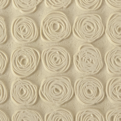 Texture Tile - Tissue Flowers. Beige Texture Tiles are flexible, washable and can be used with any soft clay. Spritz with CoolSlip or dust on Dry Powder Release for stick-free impressions when using metal clay and polymer clay.