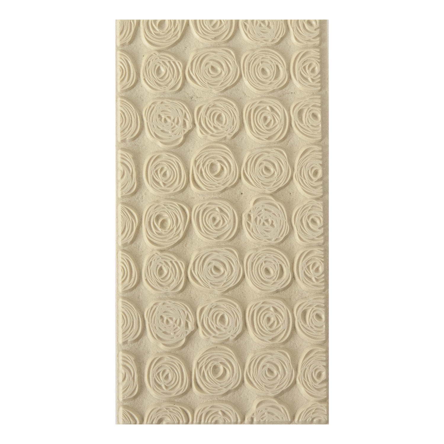 Texture Tile - Tissue Flowers. Beige Texture Tiles are flexible, washable and can be used with any soft clay. Spritz with CoolSlip or dust on Dry Powder Release for stick-free impressions when using metal clay and polymer clay.